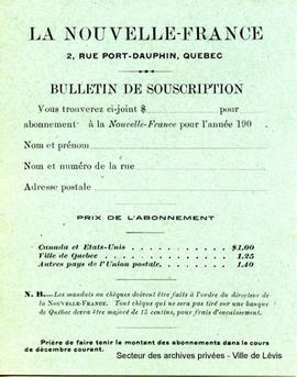 Bulletin de souscription