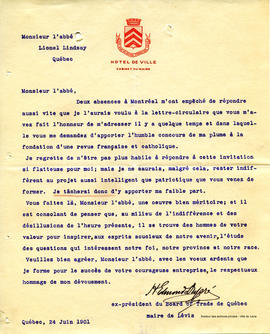 Lettre H.-Edmond Dupré 24 juin 1901