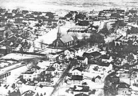 Vue aérienne de la place de l'église de Saint-Rédempteur